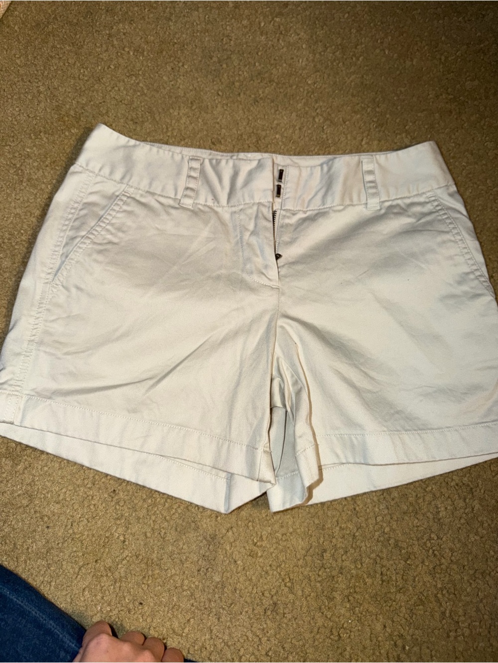 Vineyard Vines Shorts Womens 2 Ivory Chino Cotton Blend French-Fly Closure